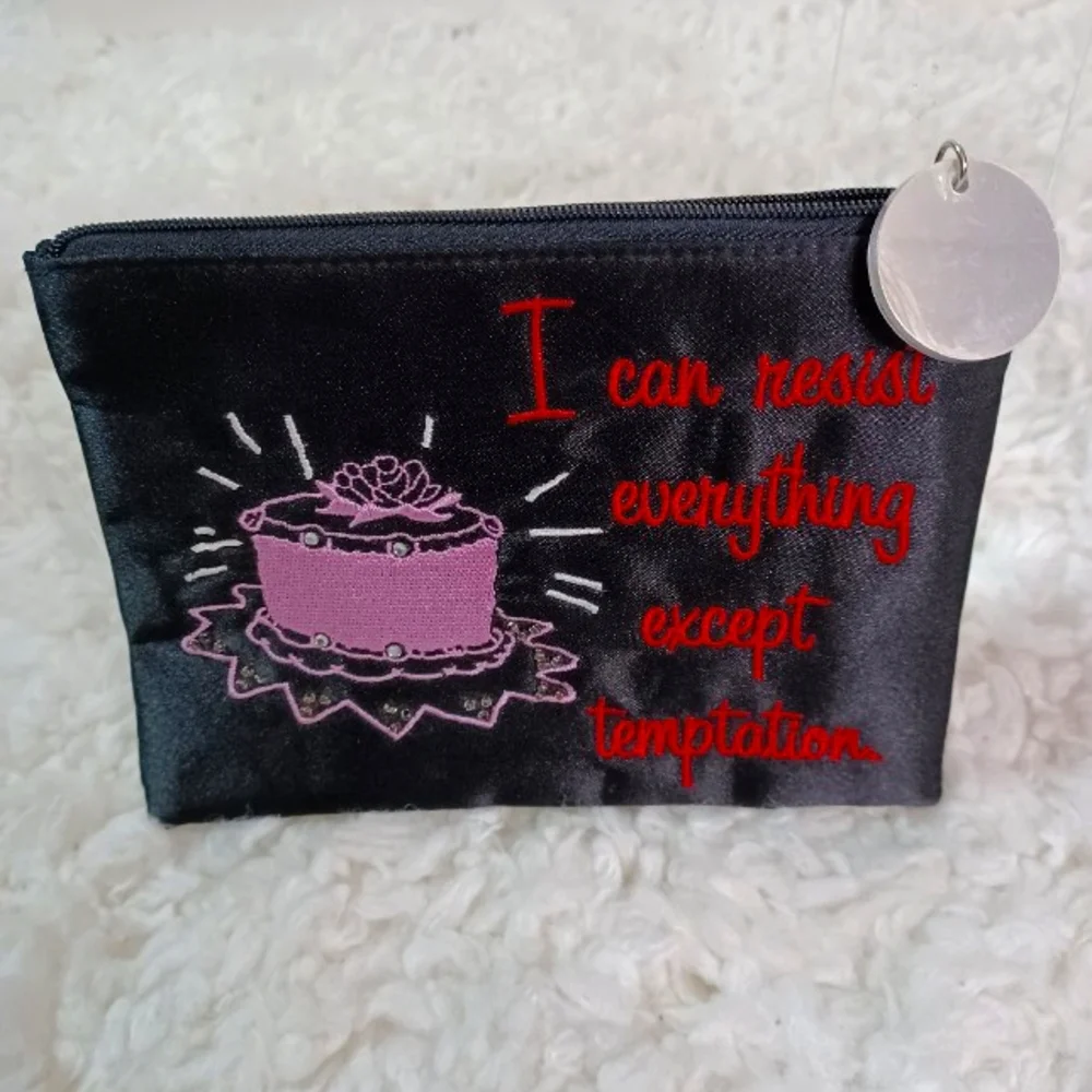 Two's Company Small Pouch, Black/ Red/ Multi colors